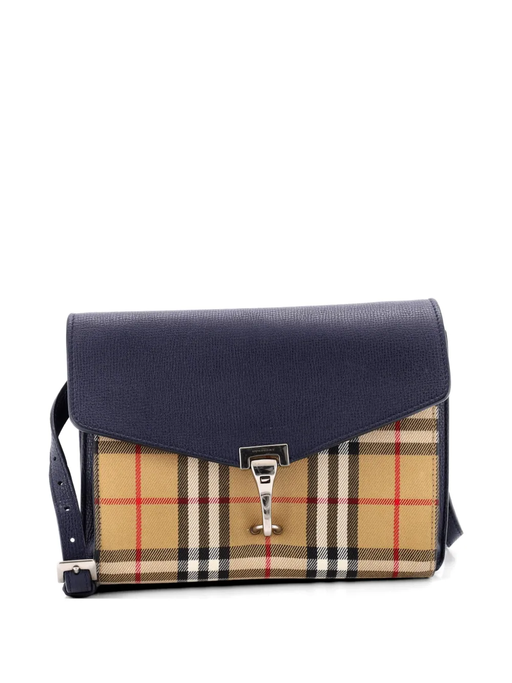 Burberry Pre-Owned Macken Leather and Vintage Check Canvas Small crossbody bag - Blu