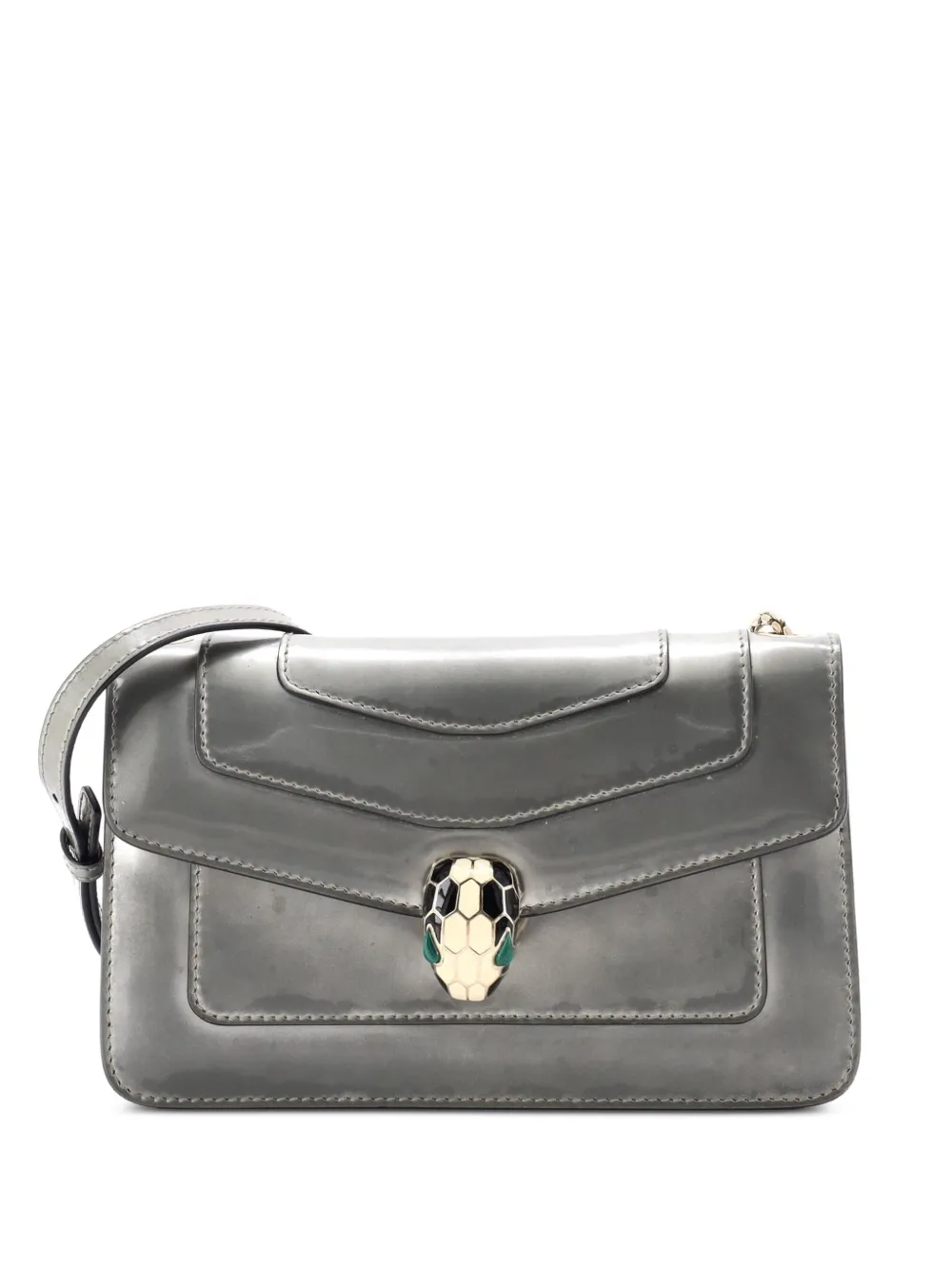 Bvlgari Pre-Owned Kleine Serpenti Forever Schultertasche aus Leder im Metallic-Look - Grau