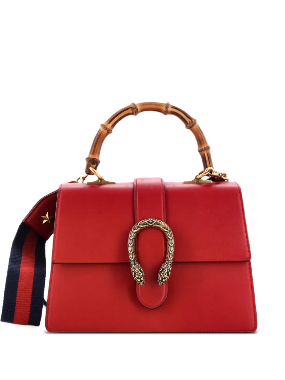Gucci Pre-Owned Dionysus Bamboo Top Handle Bag Leather Medium satchel - Rosso