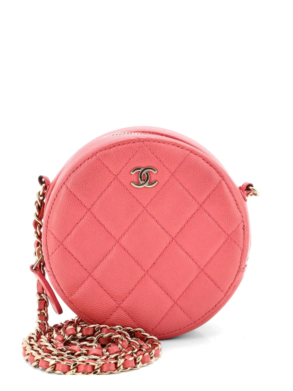 CHANEL Pre-Owned Round Clutch with Chain Quilted Caviar Mini crossbody bag - Pink