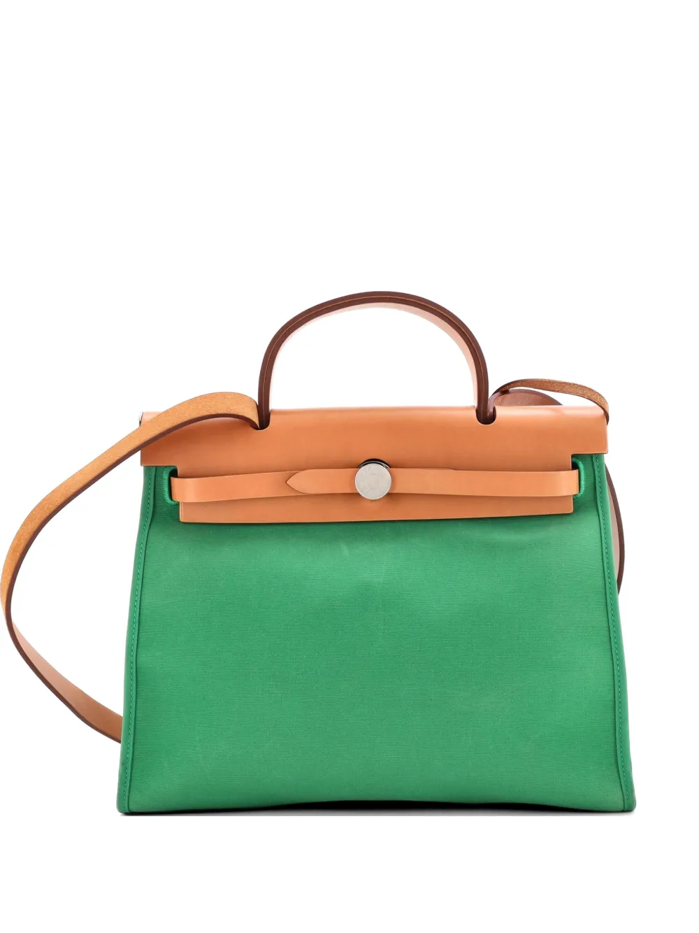 Hermès Pre-Owned Herbag Zip Leather and Toile 31 shoulder bag - Verde