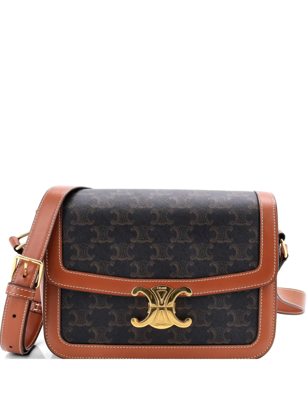 Celine Pre-Owned Triomphe Triomphe Coated Canvas Medium shoulder bag - Marrone
