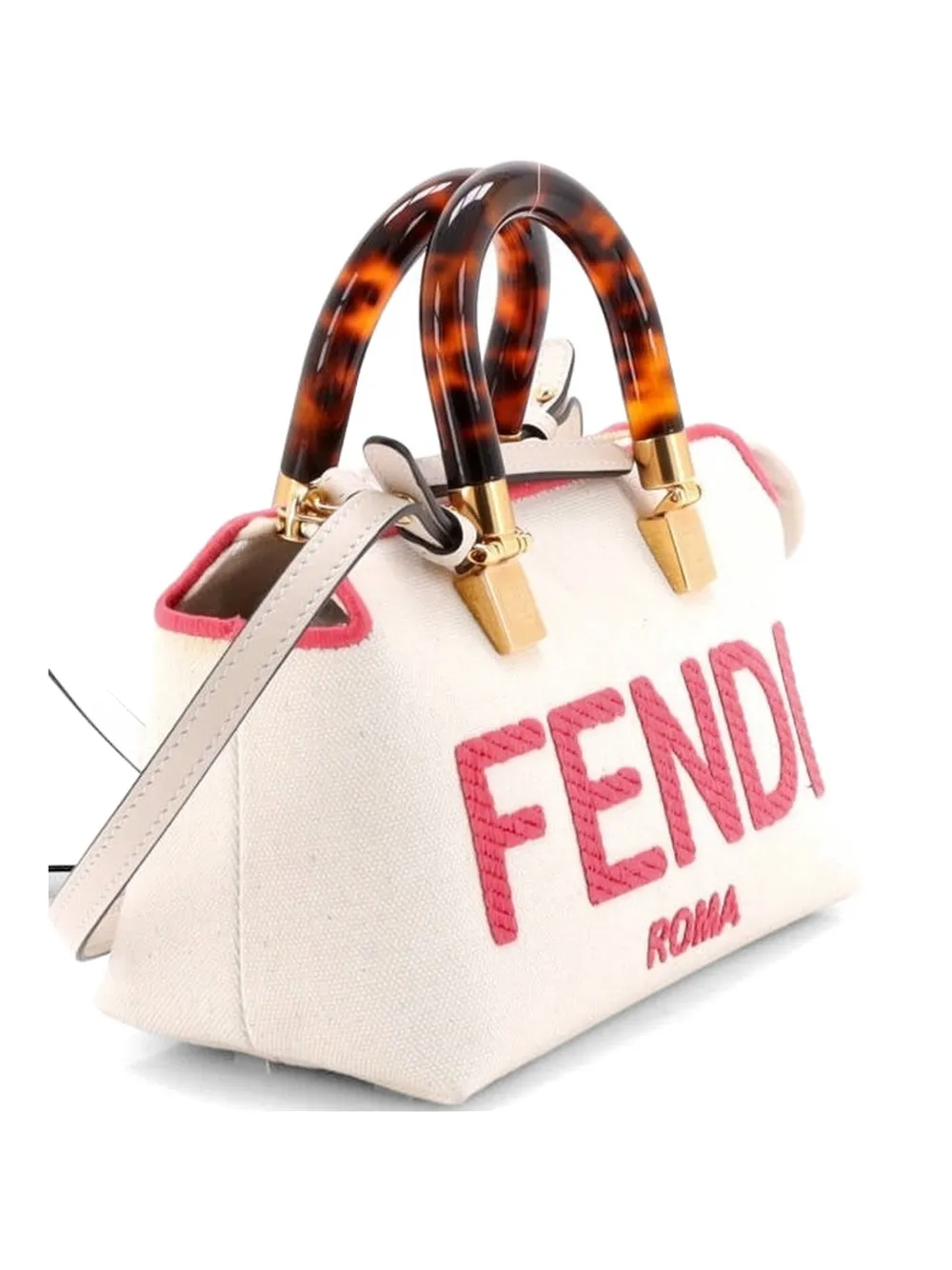 Fendi Pre-Owned Logo By The Way Top Handle Bag Embroidered Canvas Mini satchel - Rosa