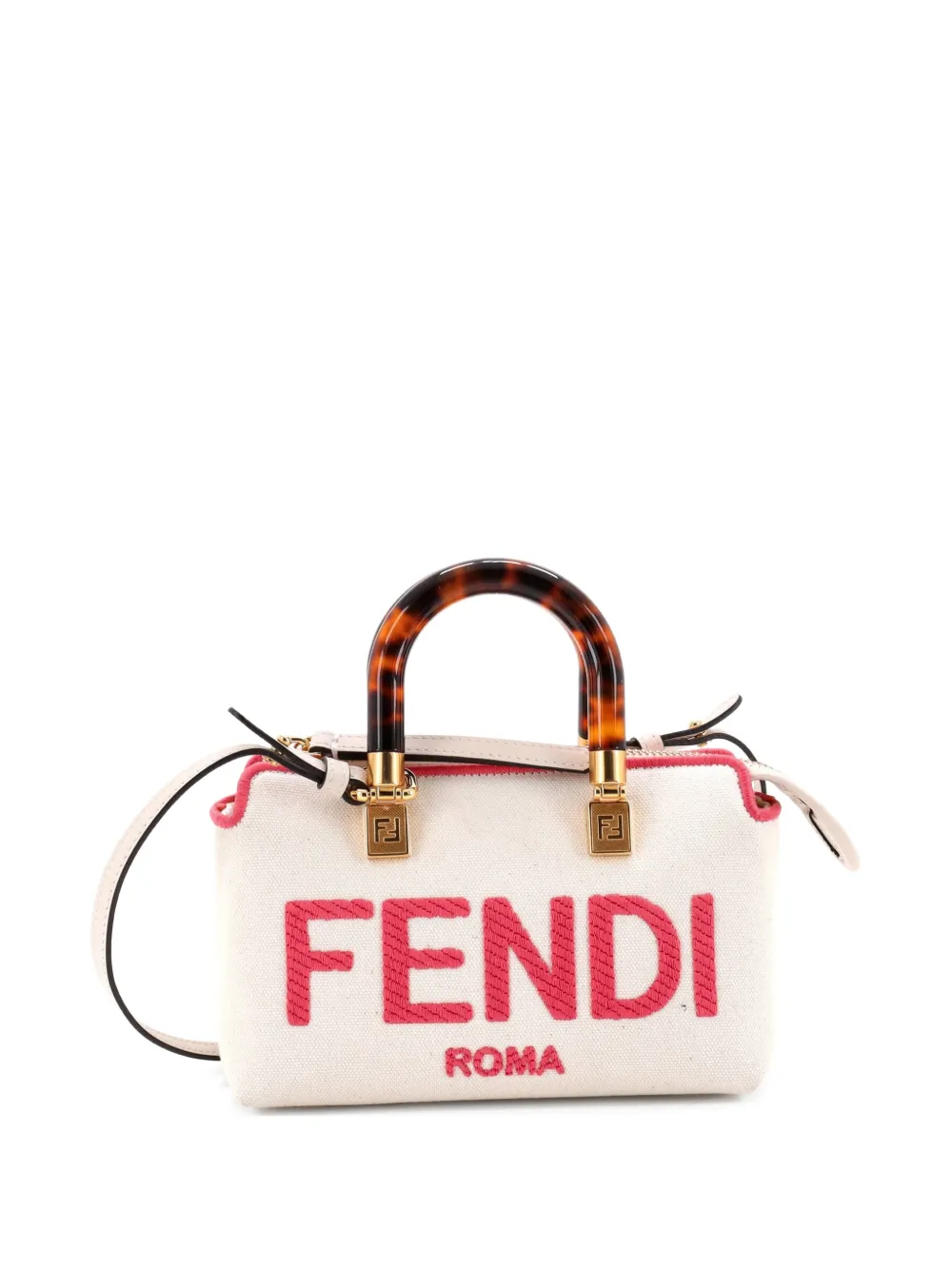 Fendi Pre-Owned Logo By The Way Top Handle Bag Embroidered Canvas Mini satchel - Rosa