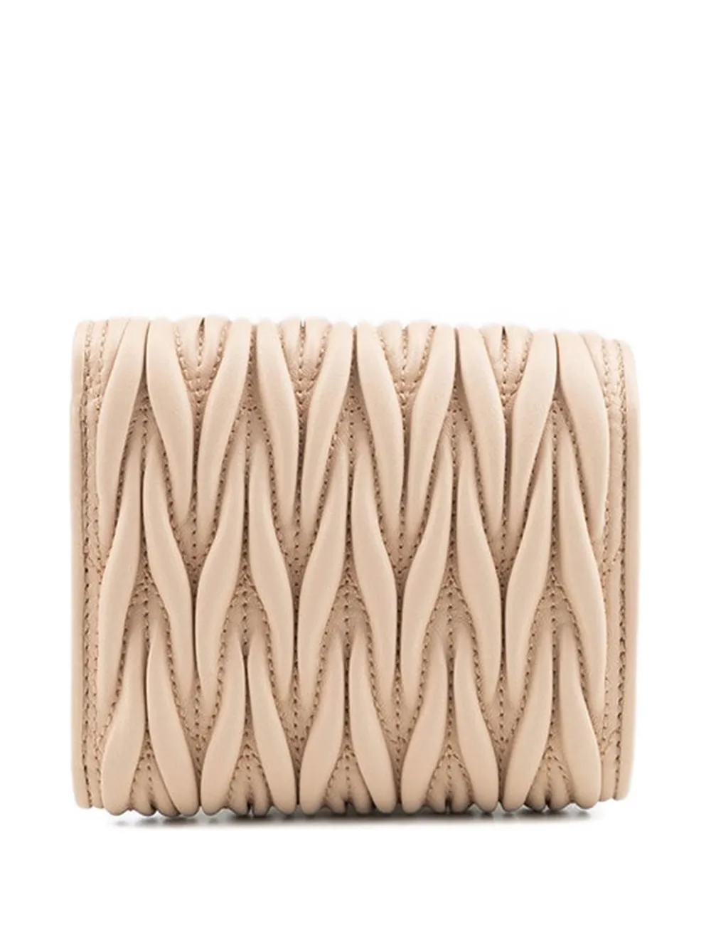 Miu Matelassé kleine nappa leren portemonnee Beige