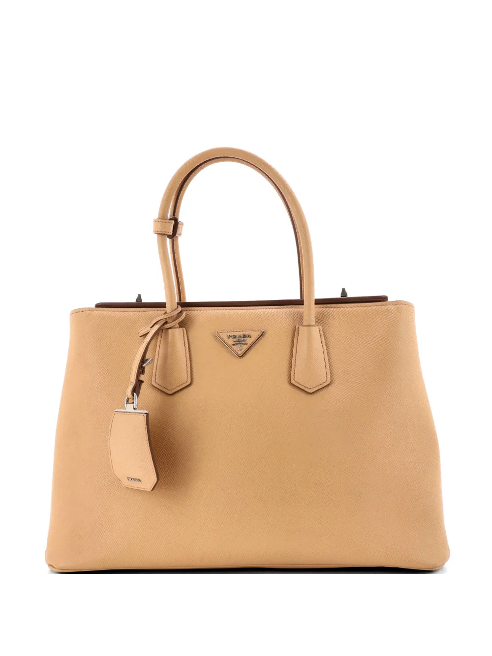 Prada Pre-Owned Turnlock Cuir Twin Saffiano Leather Medium tote bag - Toni neutri