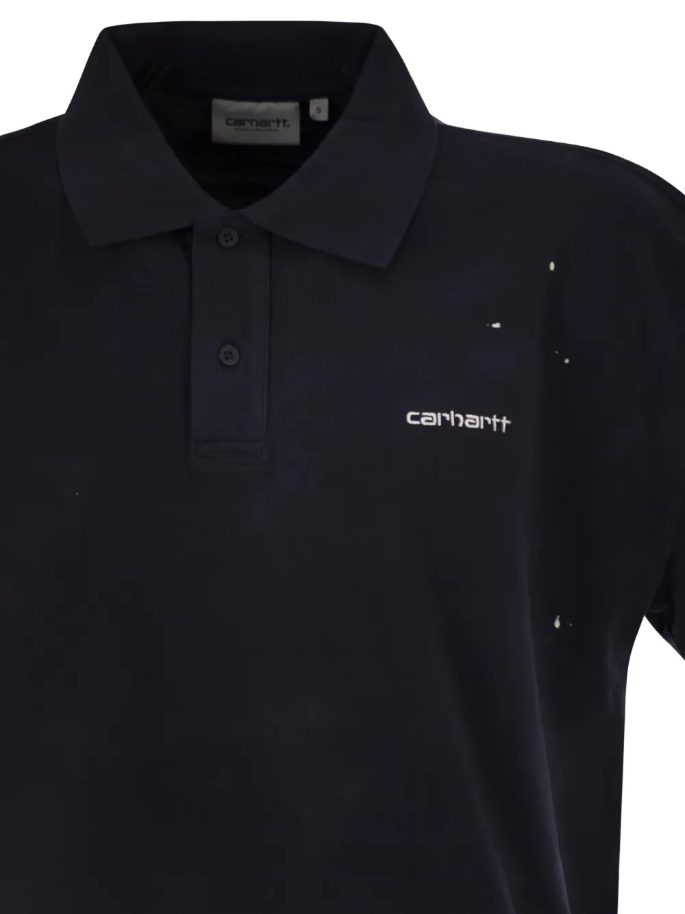 Carhartt WIP Poloshirt met geborduurd logo en verfspatten Blauw