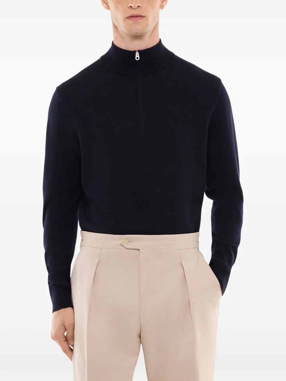 FURSAC Quarter-zip Wool Sweater in Blue, view 3