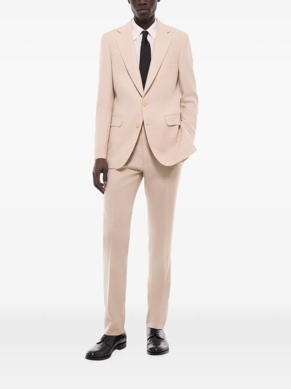 FURSAC Wollen blazer met enkele rij knopen Beige