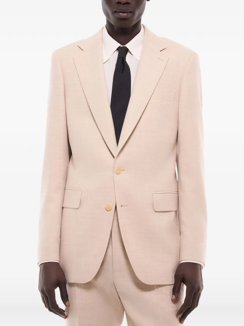 FURSAC Wollen blazer met enkele rij knopen Beige