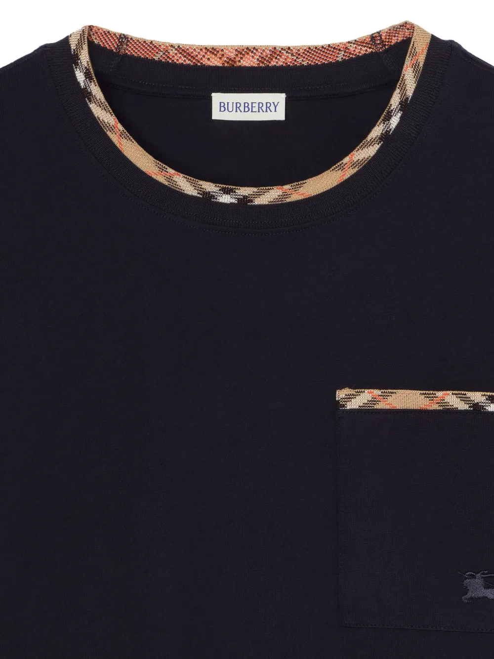 Burberry T-shirt met geruite afwerking Blauw