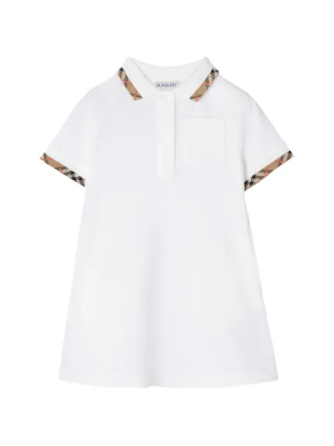 Burberry Kids vestido estilo playera tipo polo con ribete de cuadros