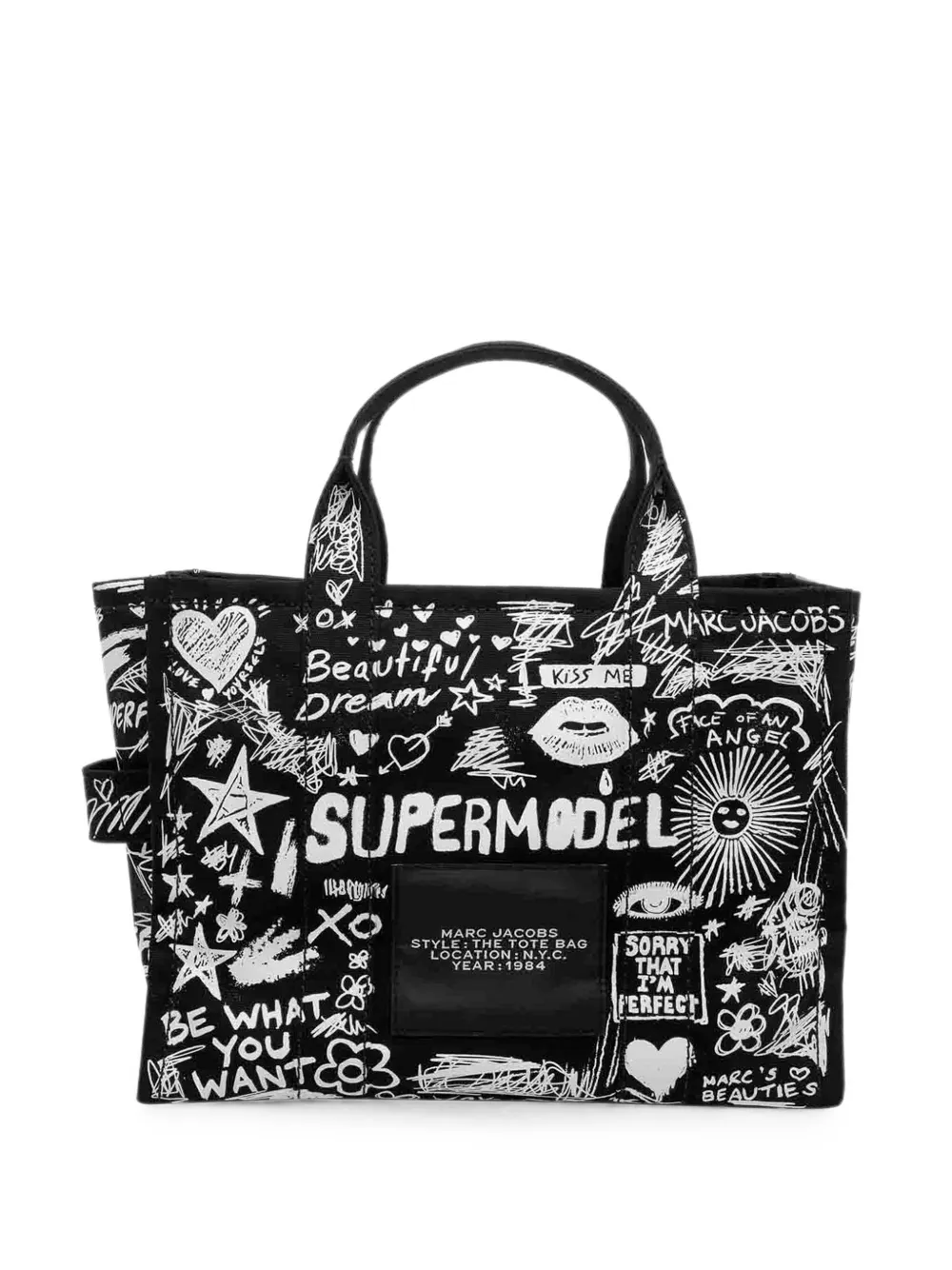 Marc Jacobs Punk Scribble graffiti-print medium tote bag - Nero