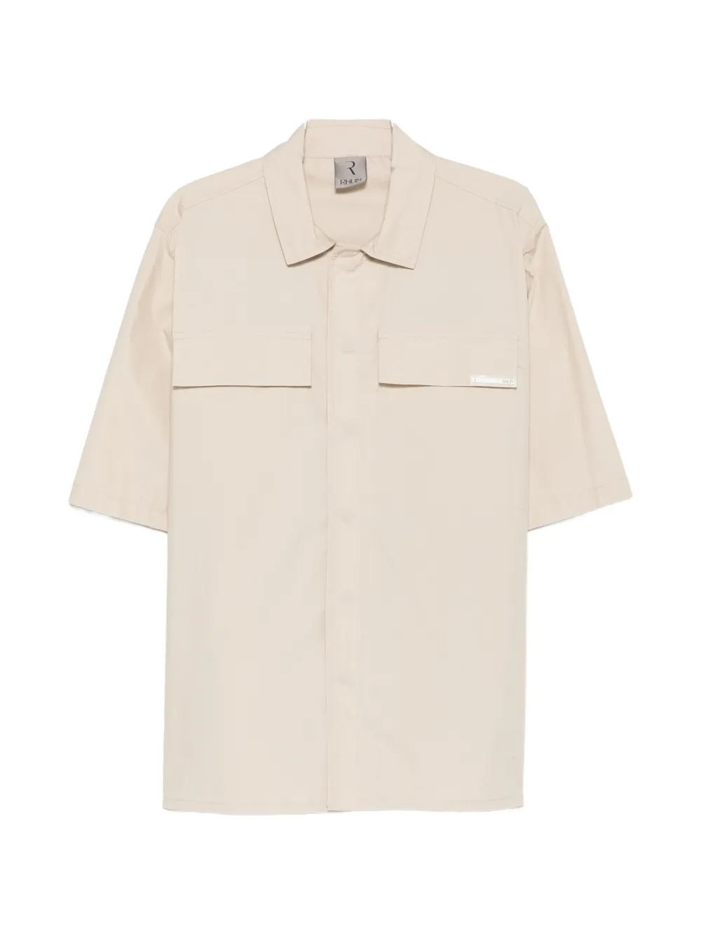 Rhun Short-sleeve Flap-pocket Shirt In Neutral