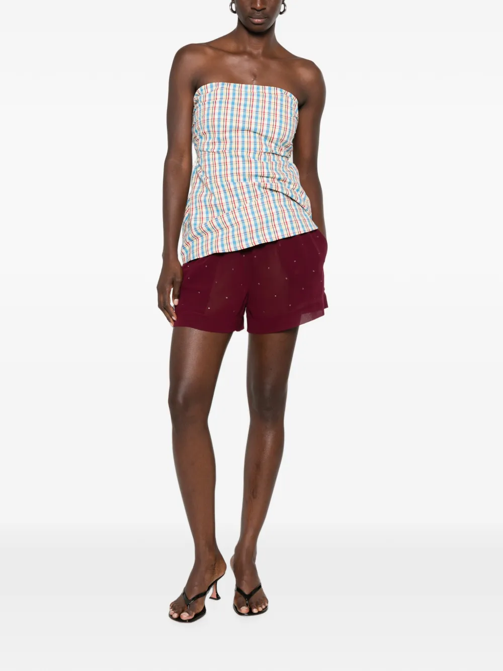 MC2 Saint Barth Meave shorts met elastische taille verfraaid met kristallen Rood