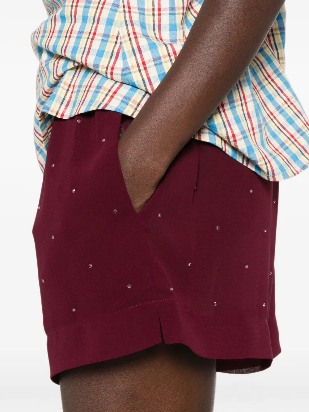 MC2 Saint Barth Meave shorts met elastische taille verfraaid met kristallen Rood