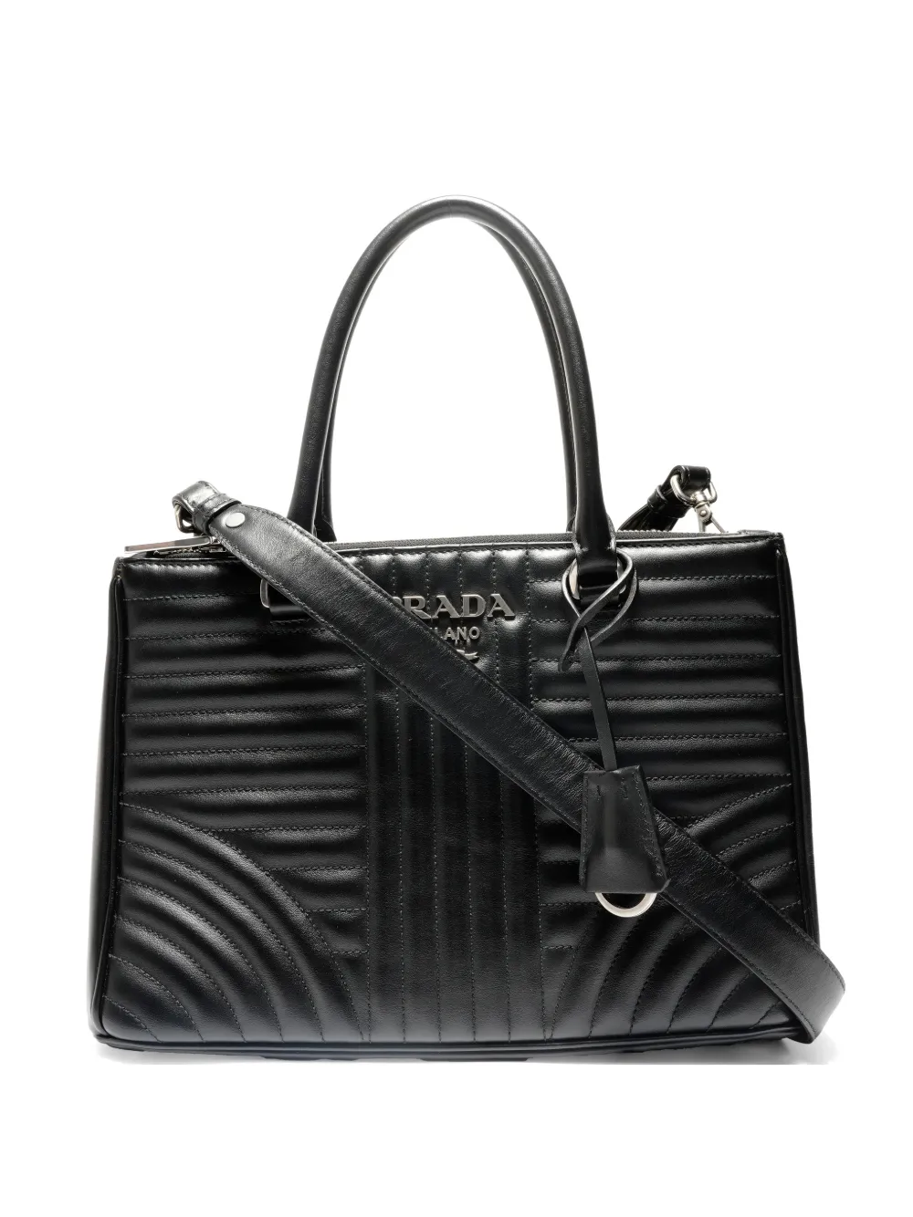 Prada Pre-Owned 2017-2021 Diagramme leather tote bag - Nero