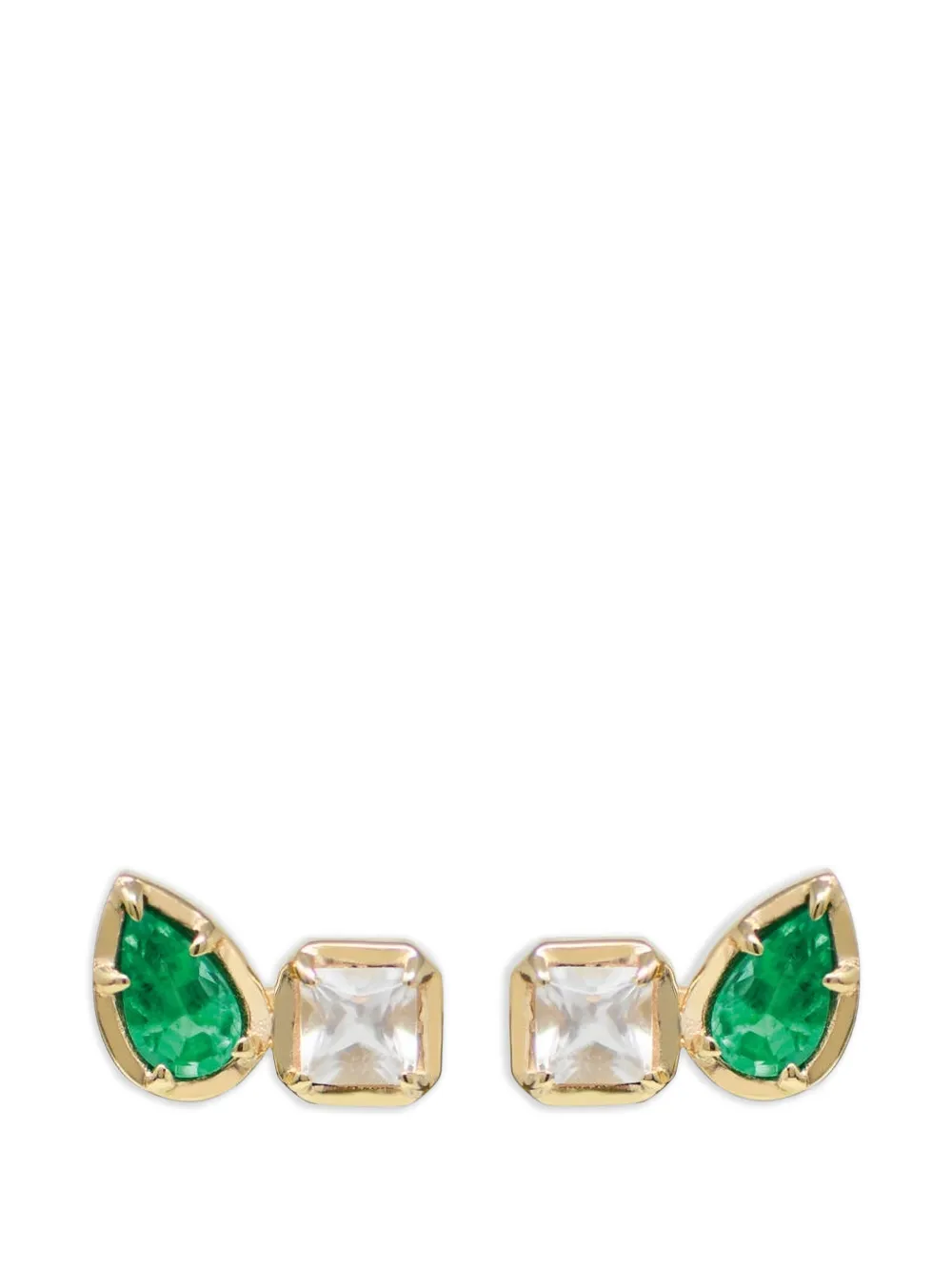 Anzie Mélia Toi Et Moi emerald white-topaz stud earrings - Oro