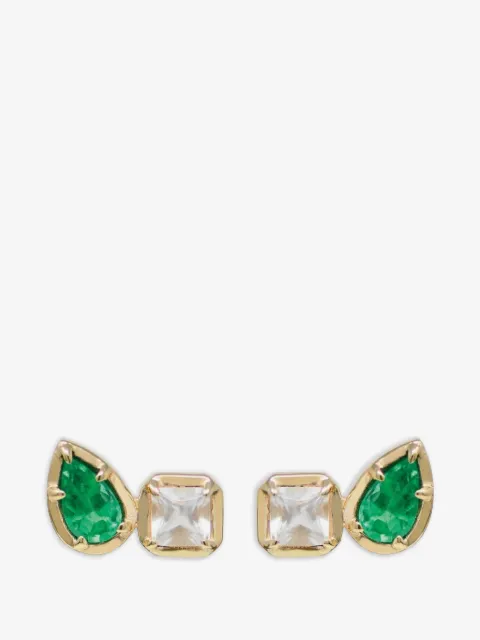 Anzie Mélia Toi Et Moi emerald white-topaz stud earrings