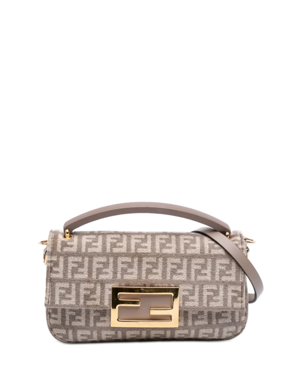 Fendi Pre-Owned 2010-2026 Zucchino Velvet Baguette Phone Pouch satchel - Braun