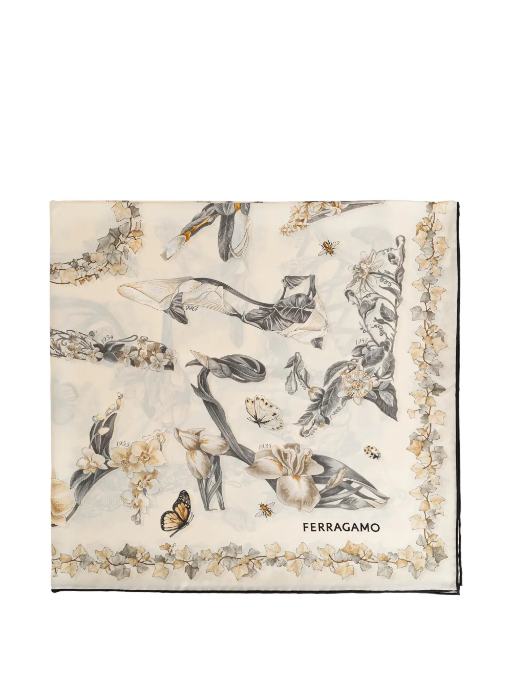 Ferragamo floral-print silk scarf - Toni neutri