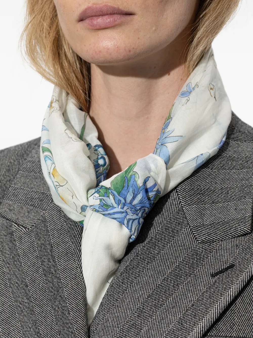 Ferragamo Sjaal met bloemenprint Wit