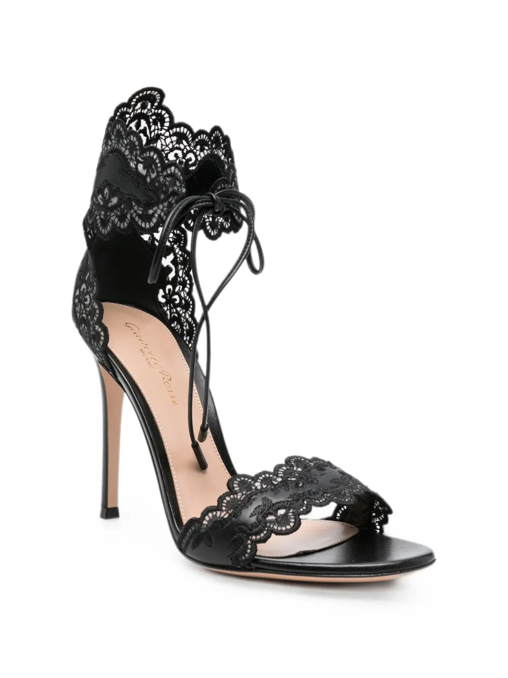 Gianvito Rossi Evie lace-trim sandals Zwart