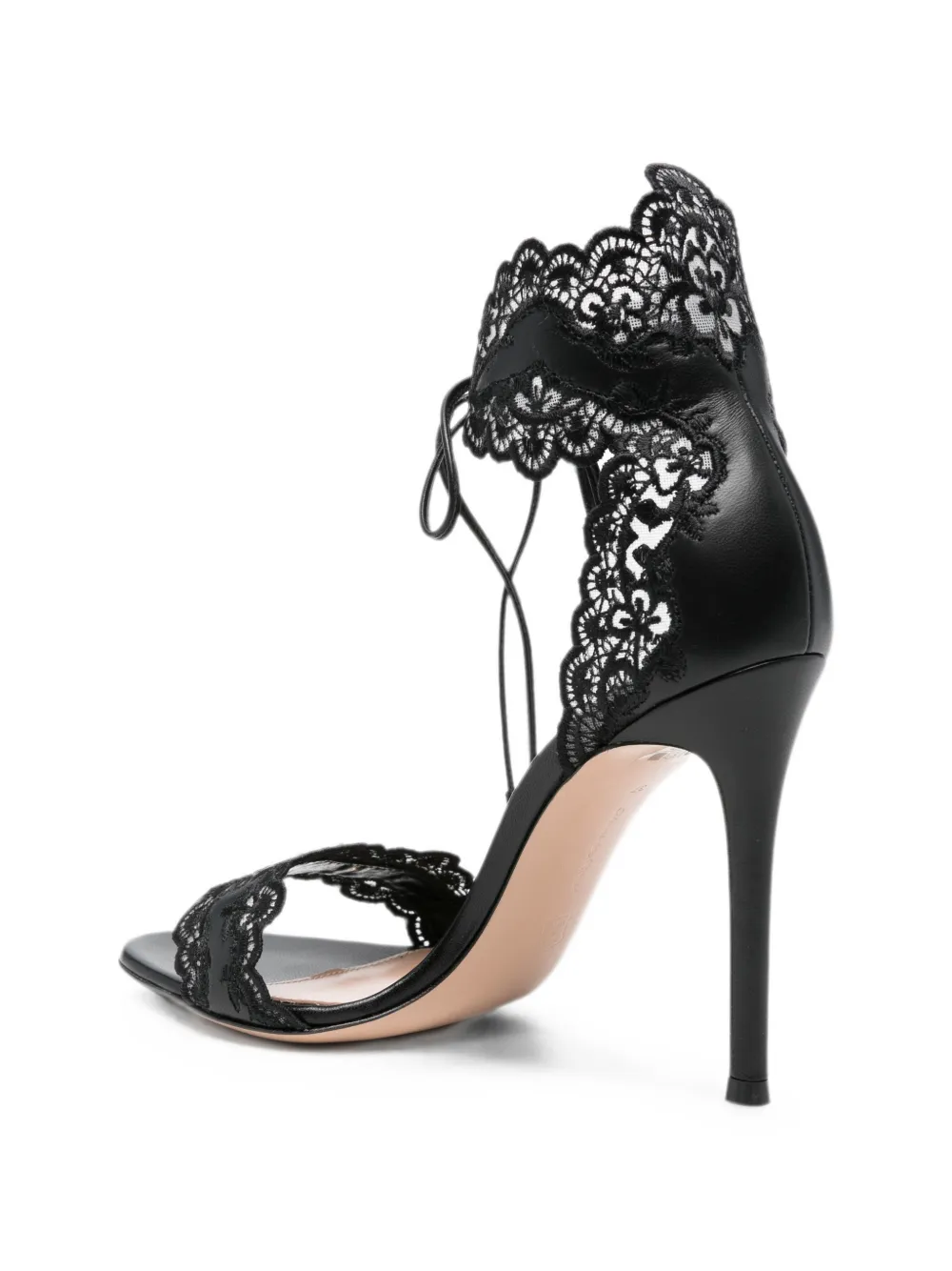 Gianvito Rossi Evie lace-trim sandals Zwart