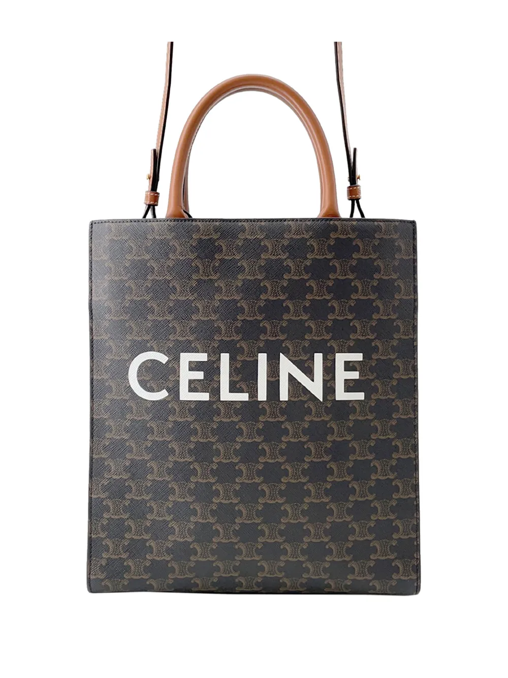 Celine Pre-Owned 2018-2026 Small Triomphe Coated Canvas Vertical Cabas Tote satchel - Marrone