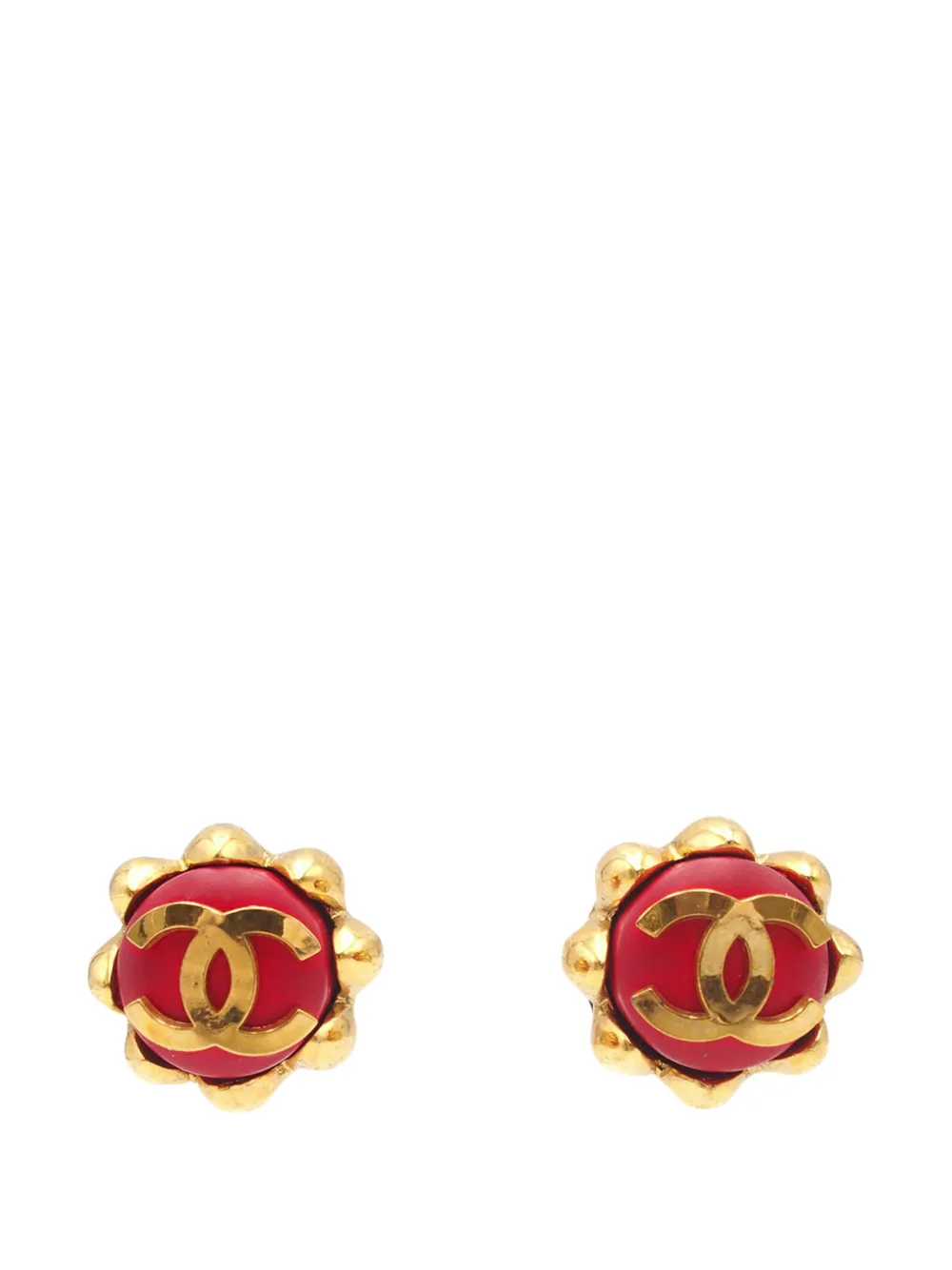 CHANEL Pre-Owned 1980-1990 CC Gold Plated and Resin Clip On Earrings costume earrings
