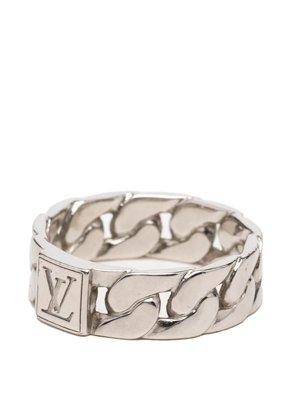 Louis Vuitton Pre-owned 2023 Brass Mosaic Chain Ring Costume Ring in Silver, view 2