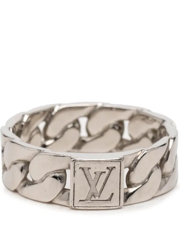 Louis Vuitton Pre-owned 2023 Brass Mosaic Chain Ring Costume Ring in Silver