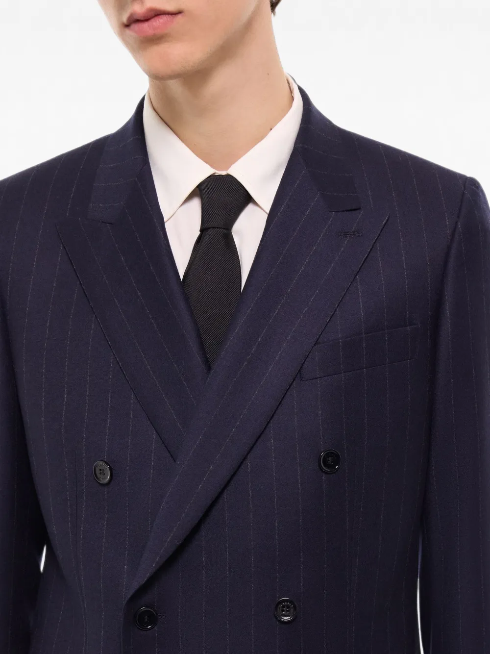 FURSAC Blazer met krijtstreep en dubbele rij knopen Blauw