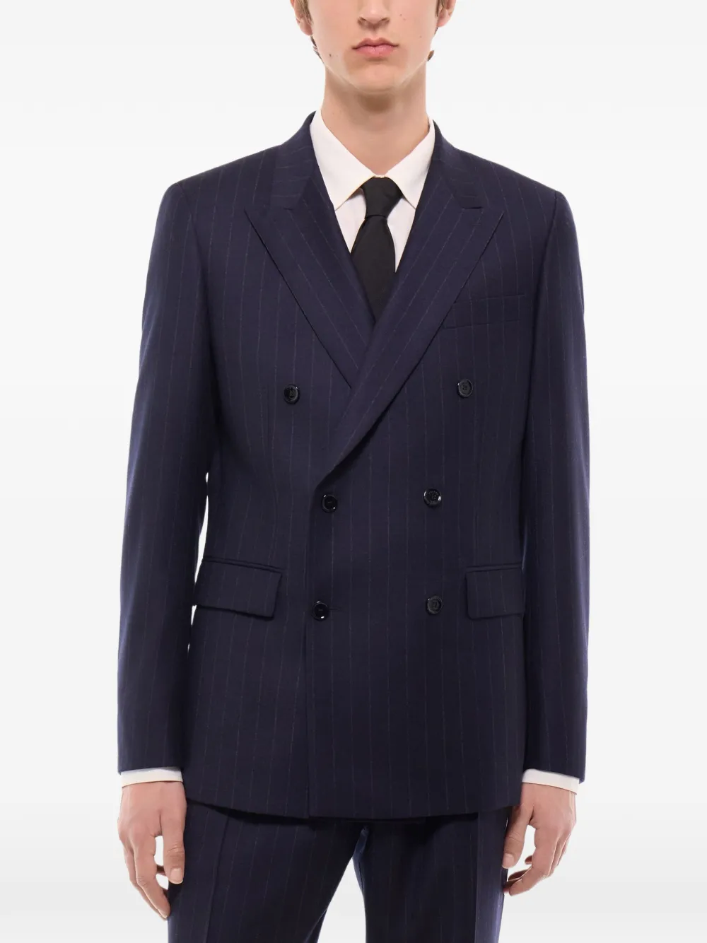 FURSAC Blazer met krijtstreep en dubbele rij knopen Blauw