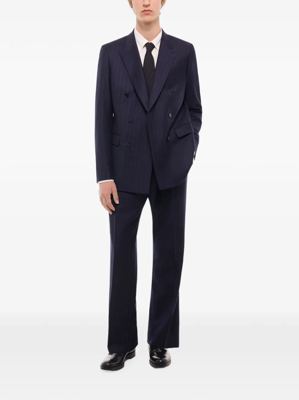 FURSAC Blazer met krijtstreep en dubbele rij knopen Blauw