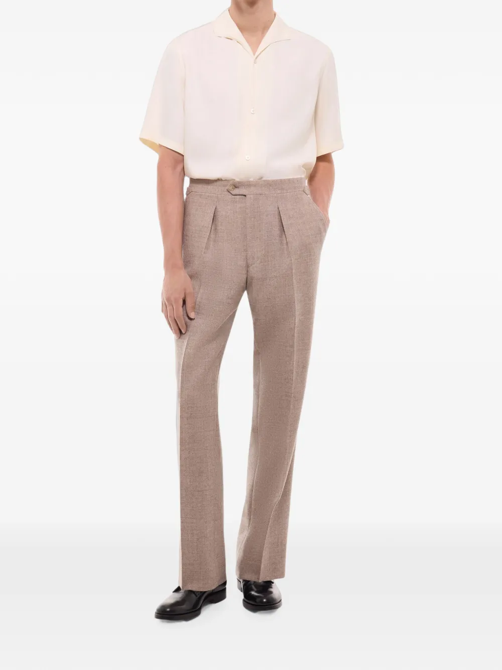 FURSAC Broek met visgraatpatroon Beige