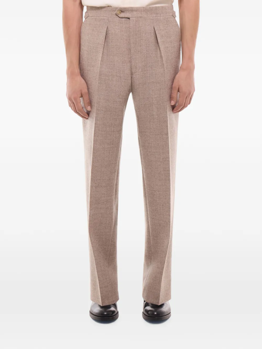 FURSAC Broek met visgraatpatroon Beige