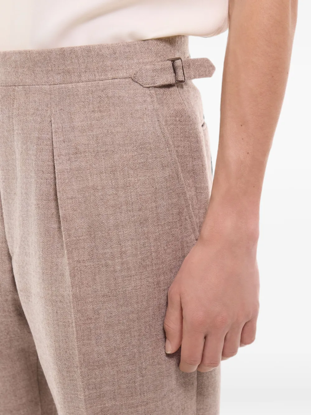 FURSAC Broek met visgraatpatroon Beige
