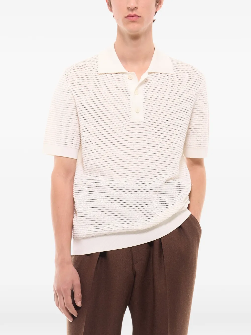 FURSAC Opengebreid poloshirt Beige