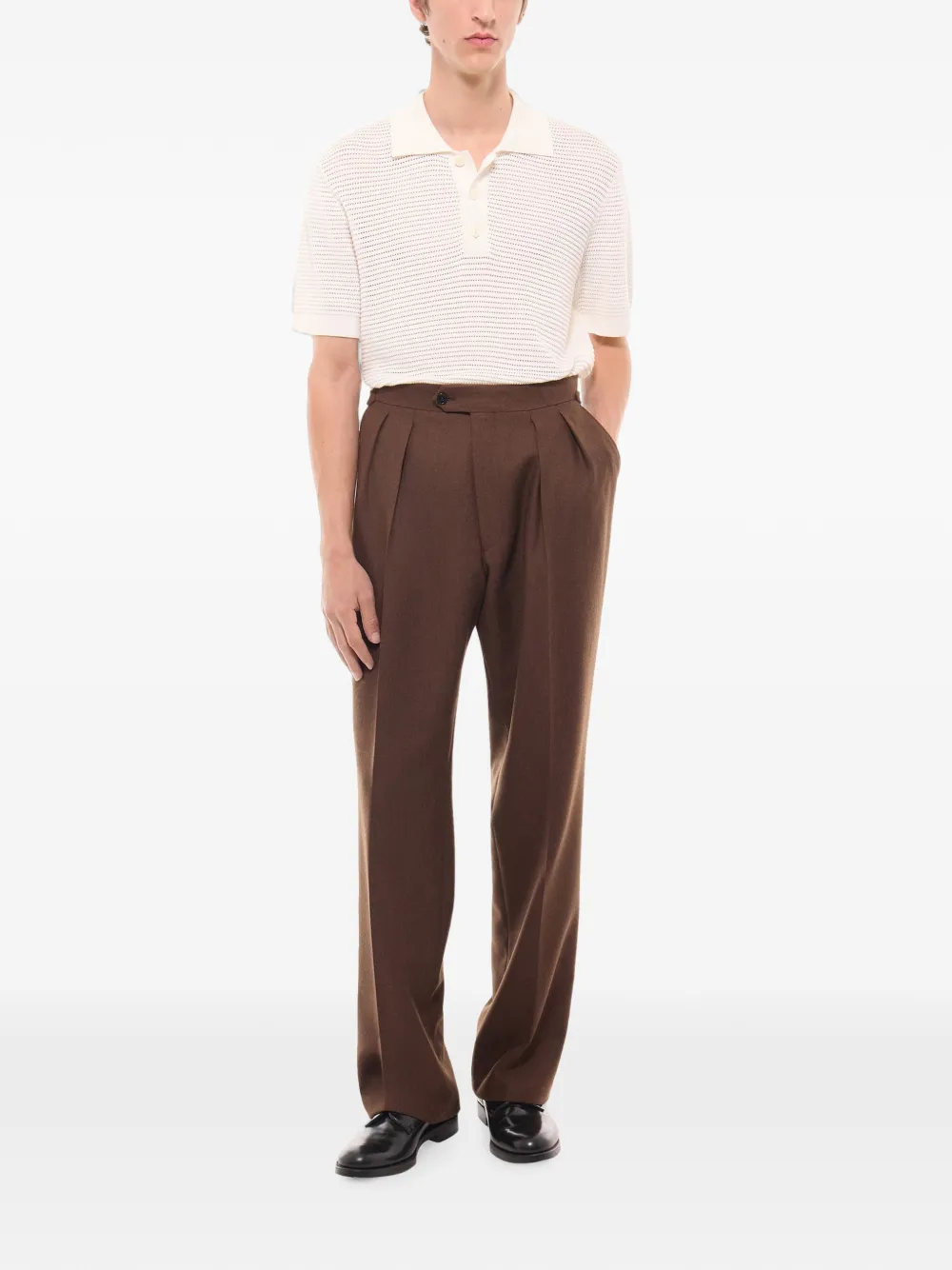 FURSAC Opengebreid poloshirt Beige