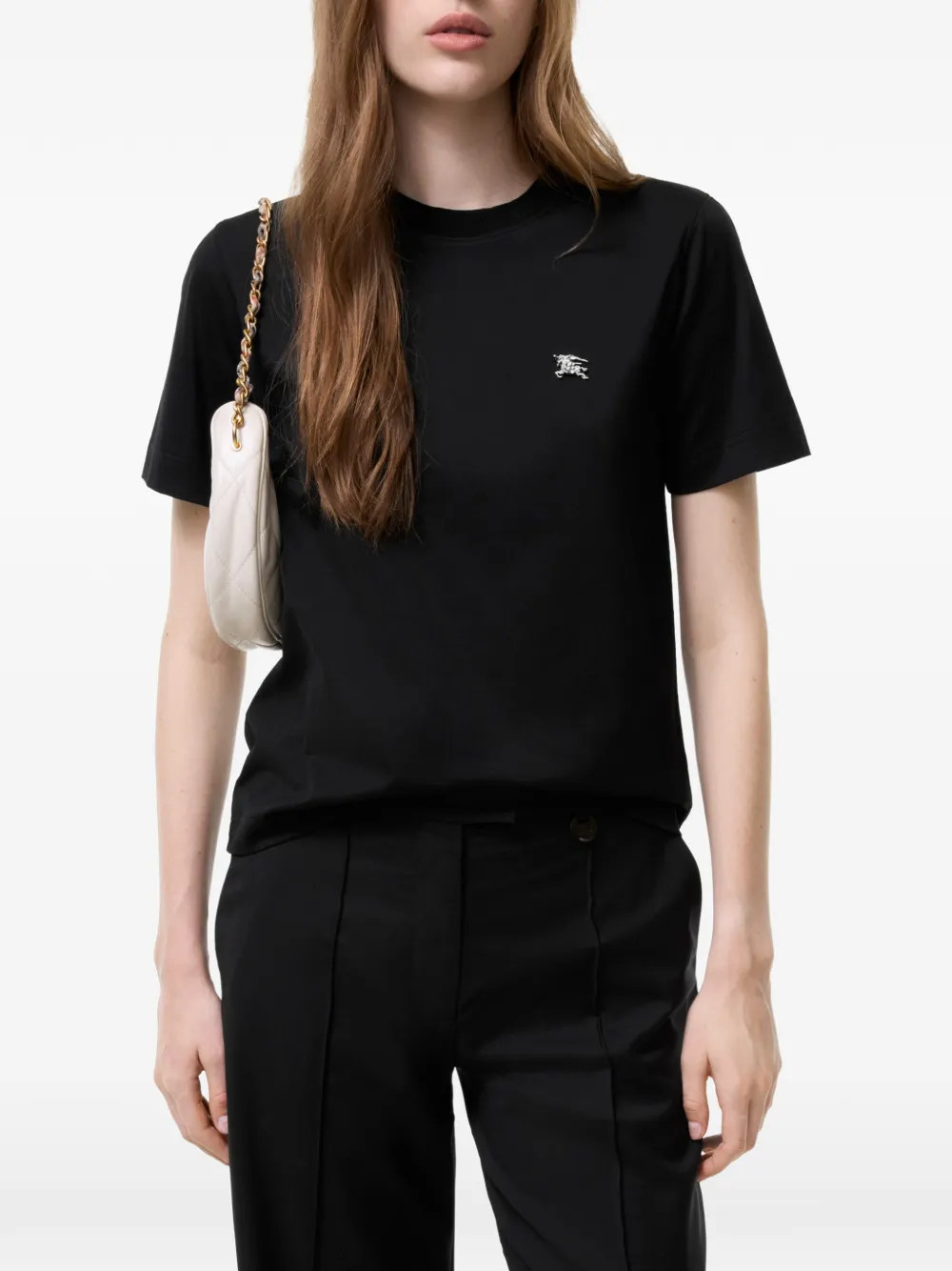 Burberry Knight katoenen T-shirt Zwart