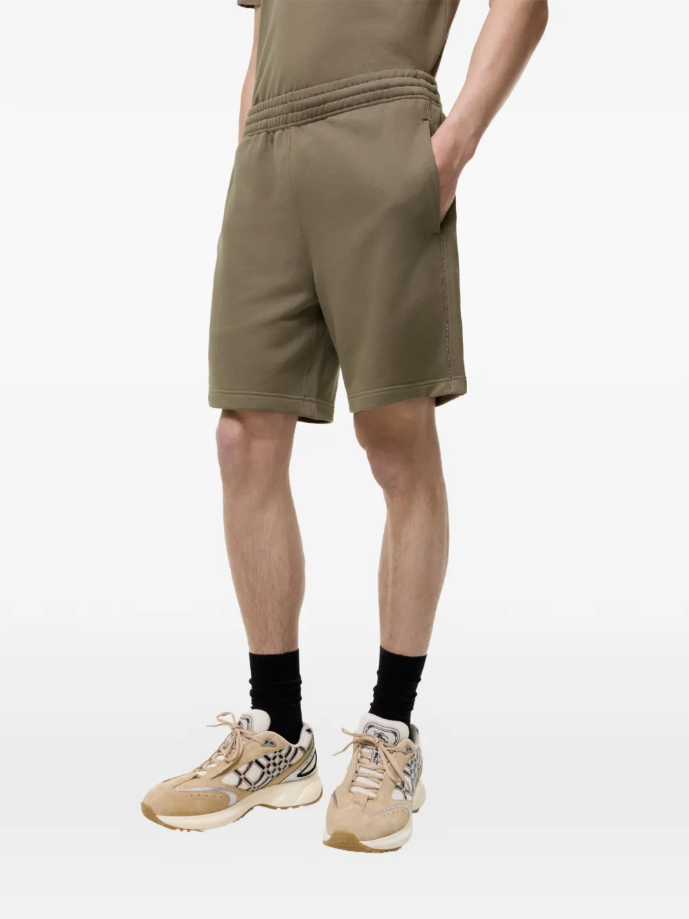 Burberry Katoenen shorts met geruite afwerking Bruin