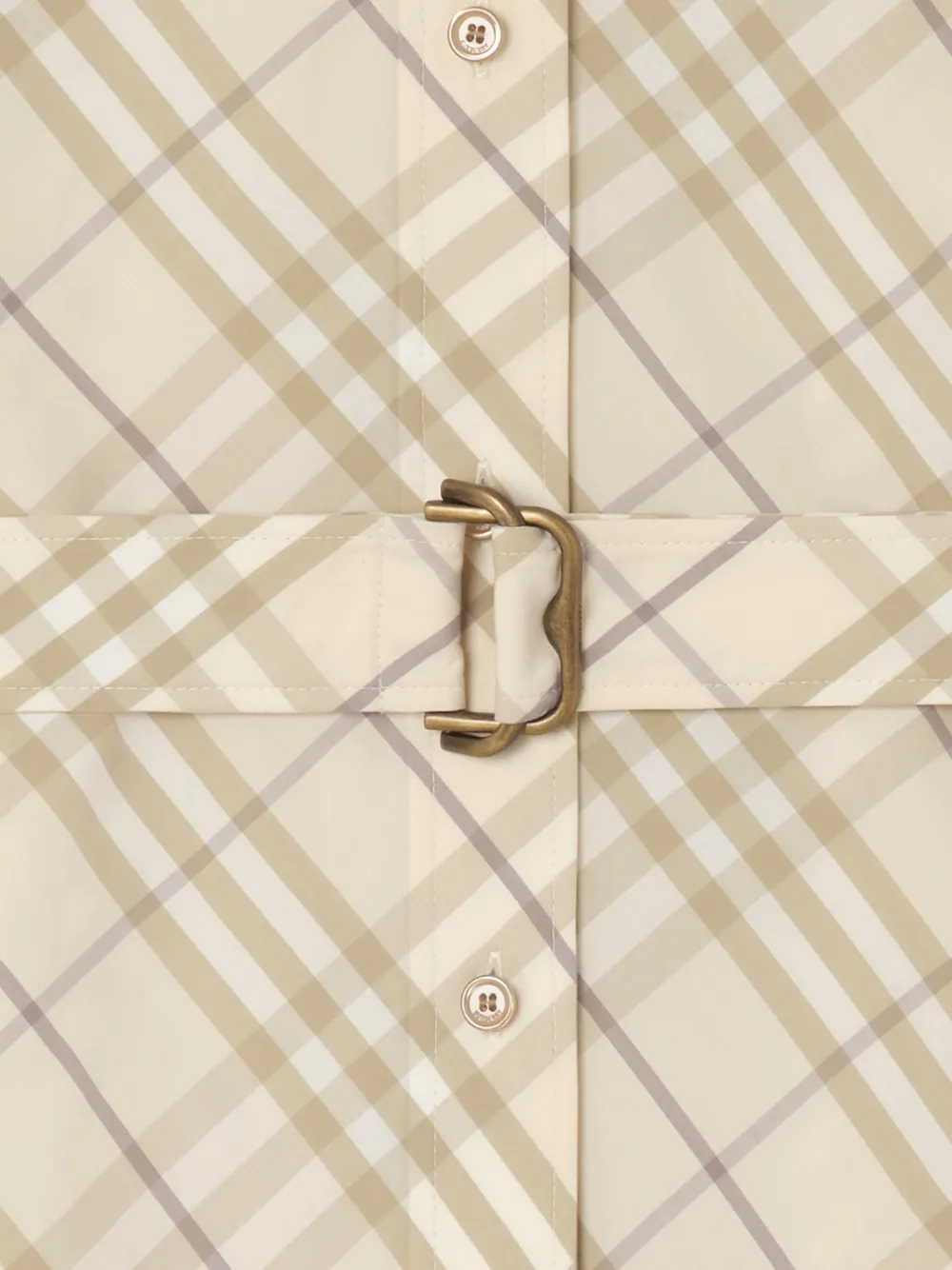 Burberry Geruite katoenen Shirtjurk Beige