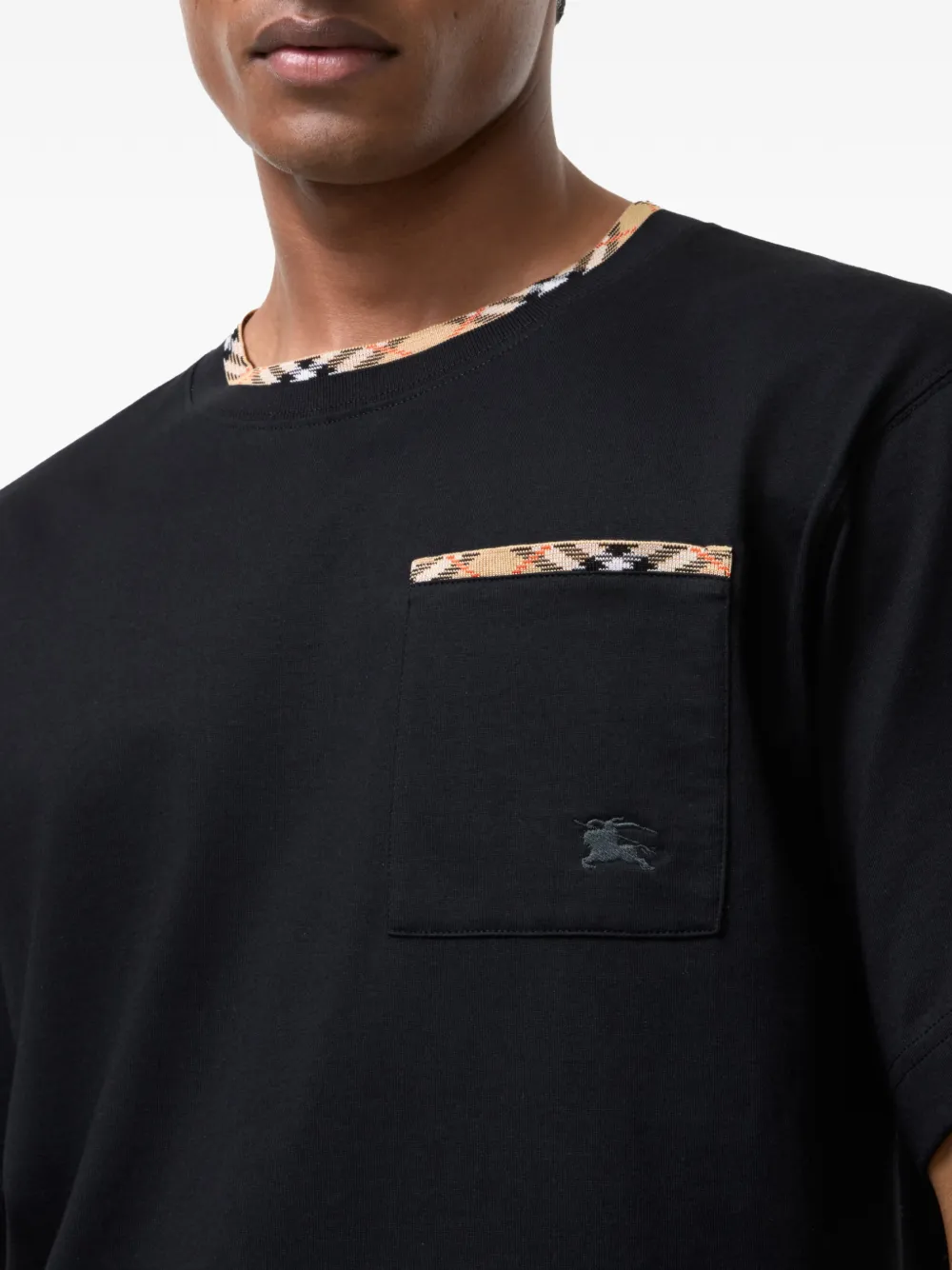 Burberry T-shirt met geruite afwerking Zwart