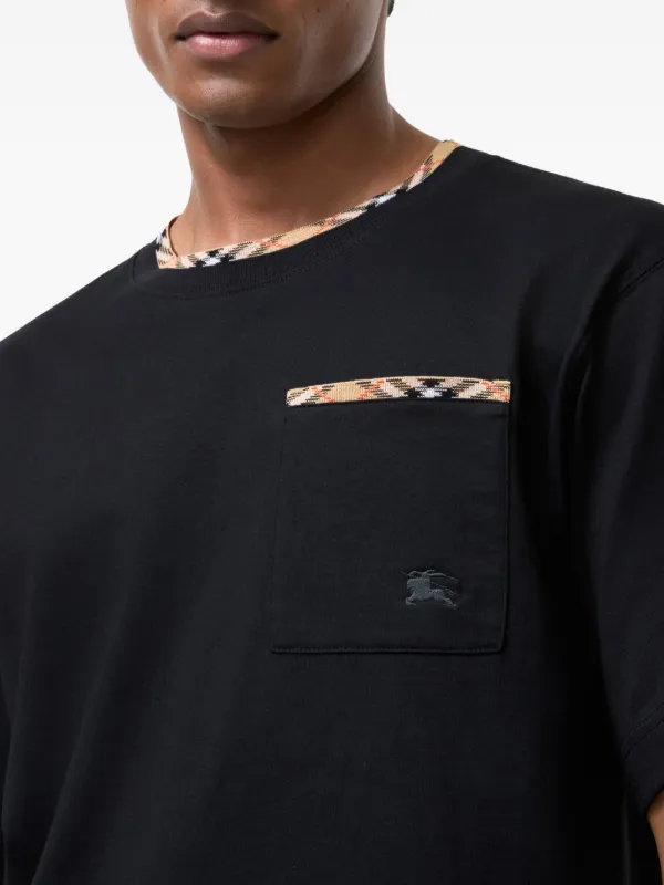 Burberry Check Trim Cotton T-shirt | Black | FARFETCH