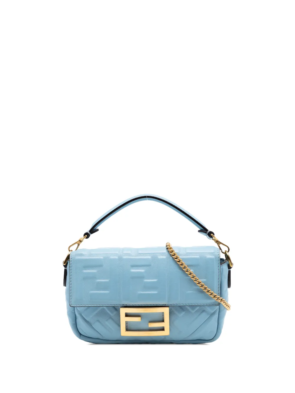 Fendi Pre-Owned 2010-2026 Mini Zucca Embossed Leather Baguette satchel - Blau