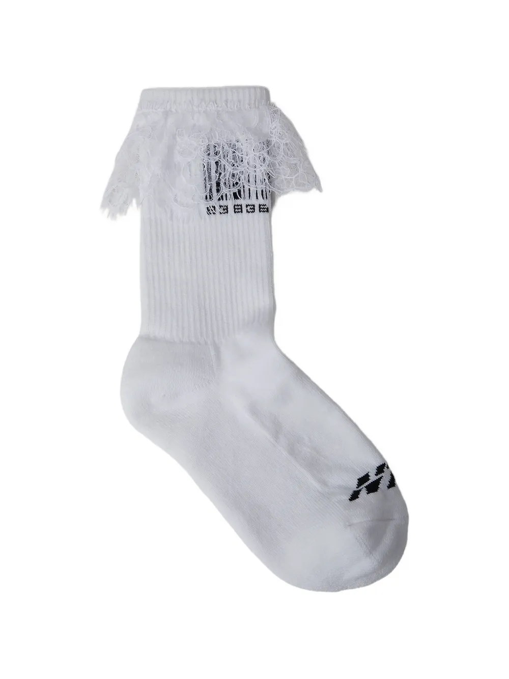 VTMNTS lace-trim barcode socks - Bianco