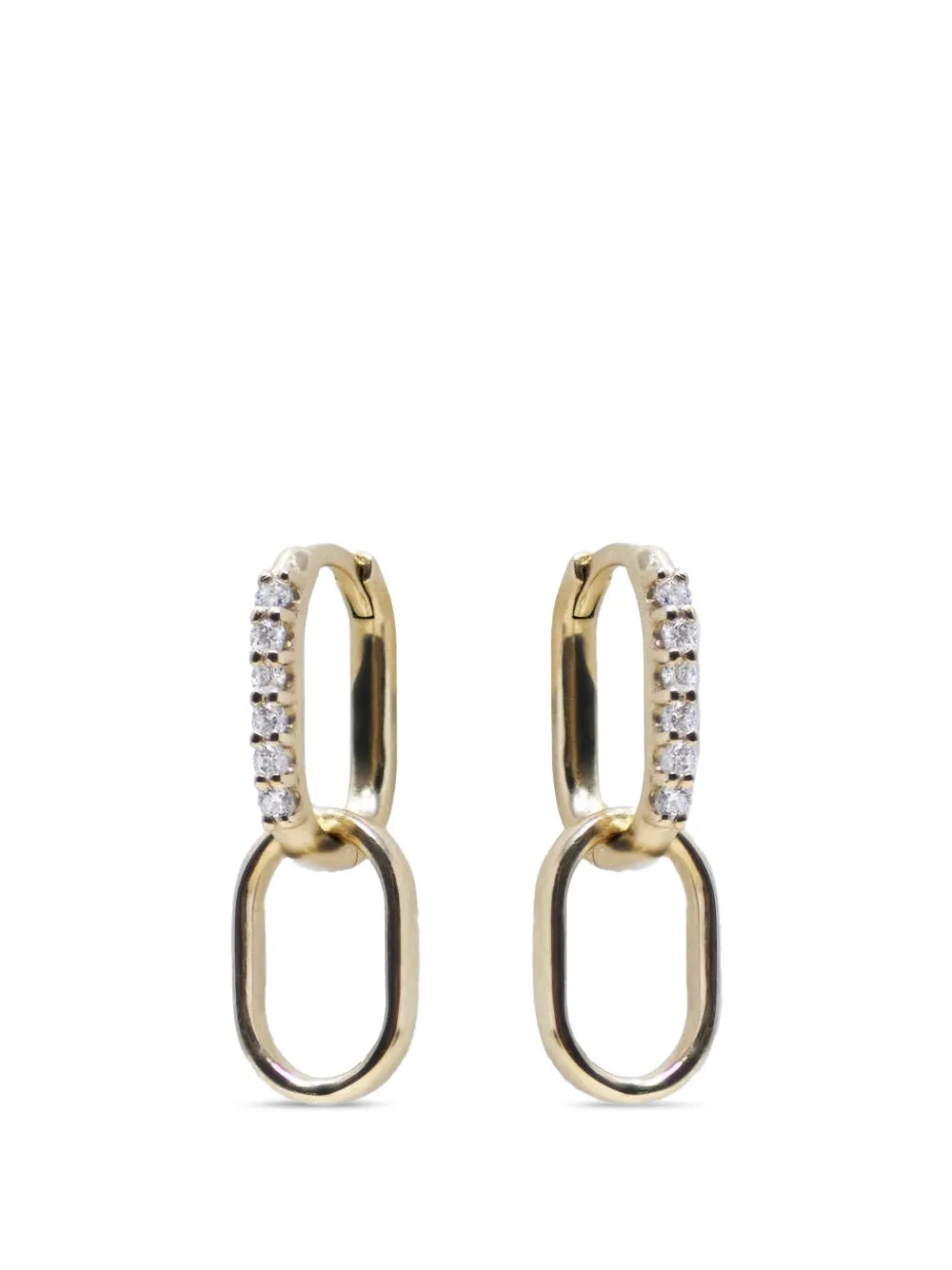 Anzie Classique diamond paper-clip hoop earrings - Gold