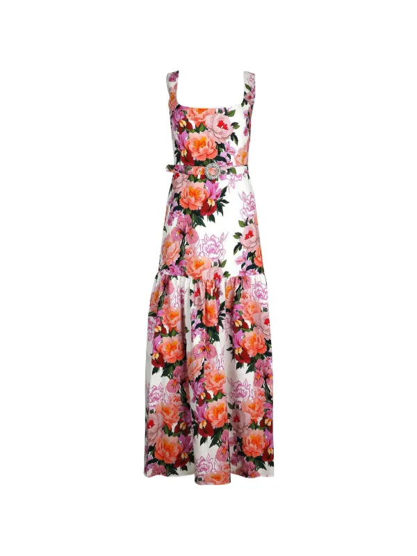 Borgo de Nor Davie Floral-print Dress in White