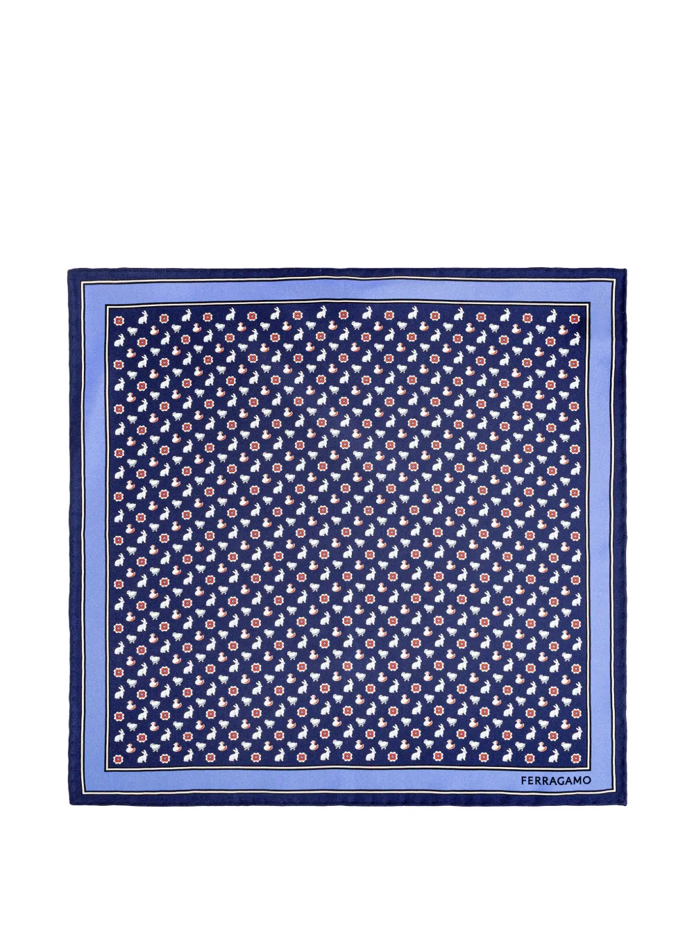 Ferragamo animal-print silk pocket square - Blau
